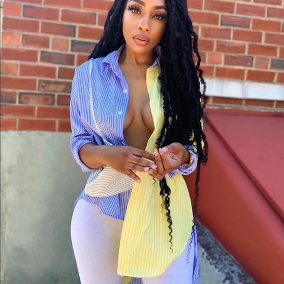 Beautiful and unique striped asymmetric shirt - Picture 4 of 4